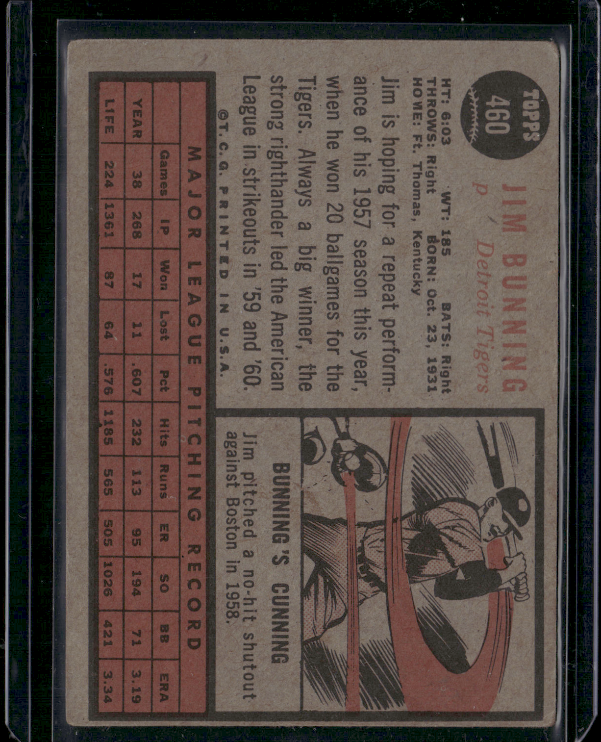 1962 Topps JIM BUNNING #460