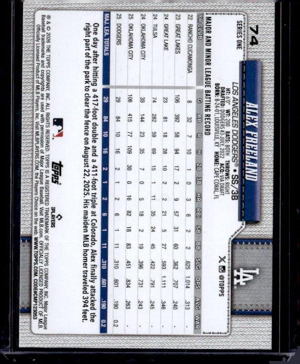 2026 Topps Series 1 ALEX FREELAND #74 Rookie RC
