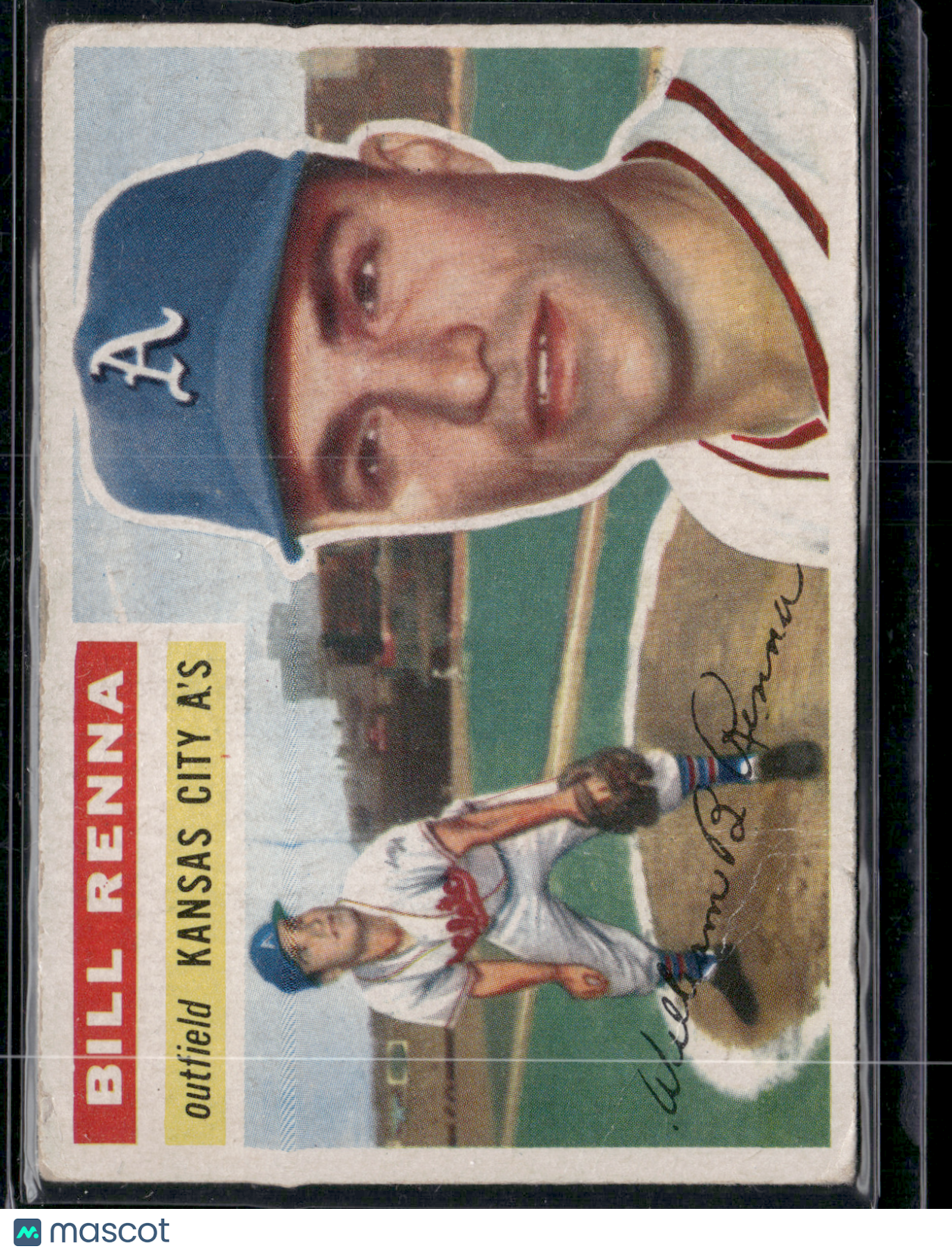 1956 Topps BILL RENNA #82 Surface Wrinkles