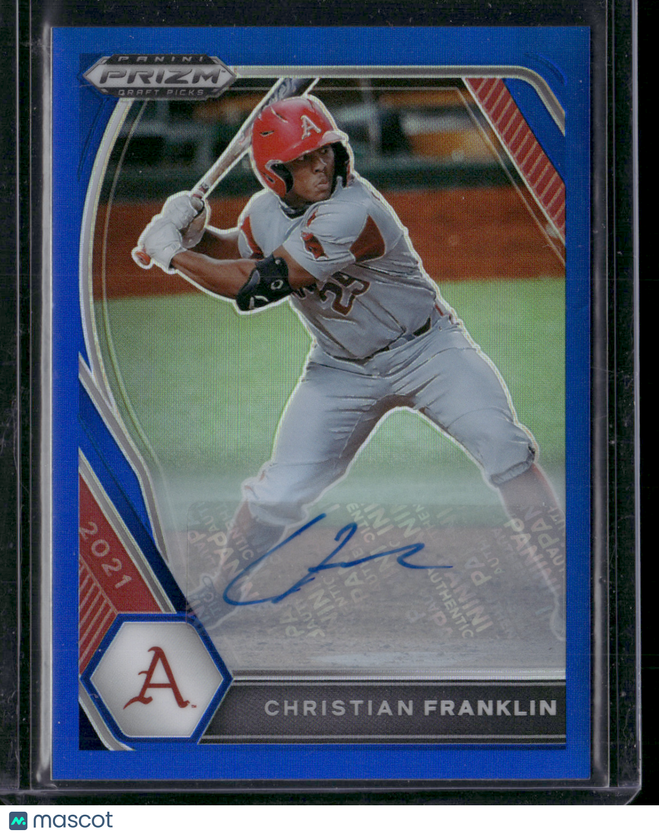 2021 Prizm Draft Picks CHRISTIAN FRANKLIN #PDP-123 Blue Holofoil Auto 78/99 (NM)