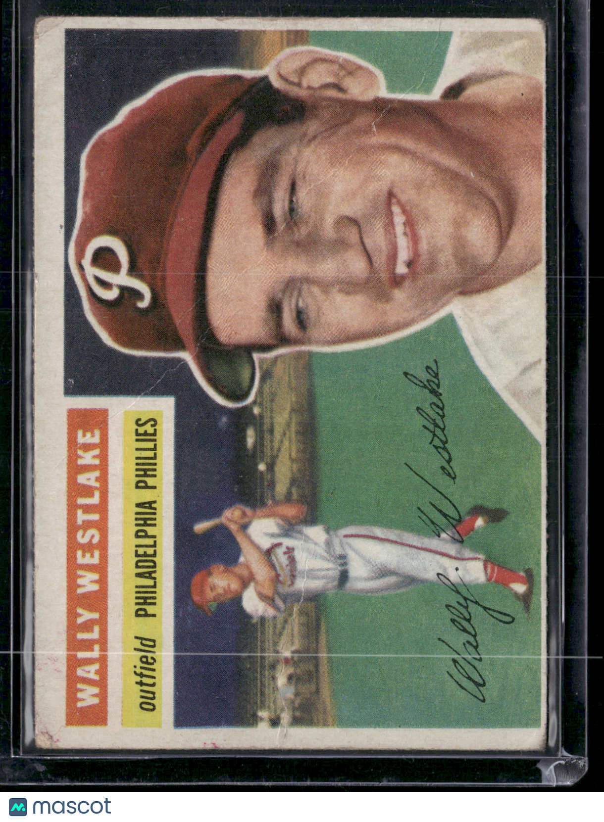 1956 Topps WALLY WESTLAKE #81 Surface Wrinkles