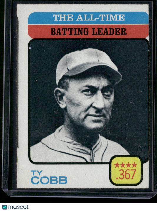 1973 Topps TY COBB #475 All Time Batting Leader Print Snow (EX)