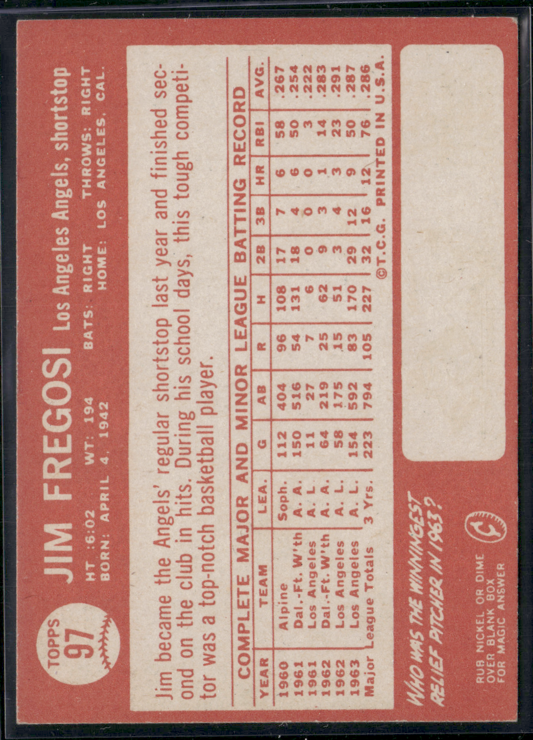 1964 Topps JIM FREGOSI #97 (EX)