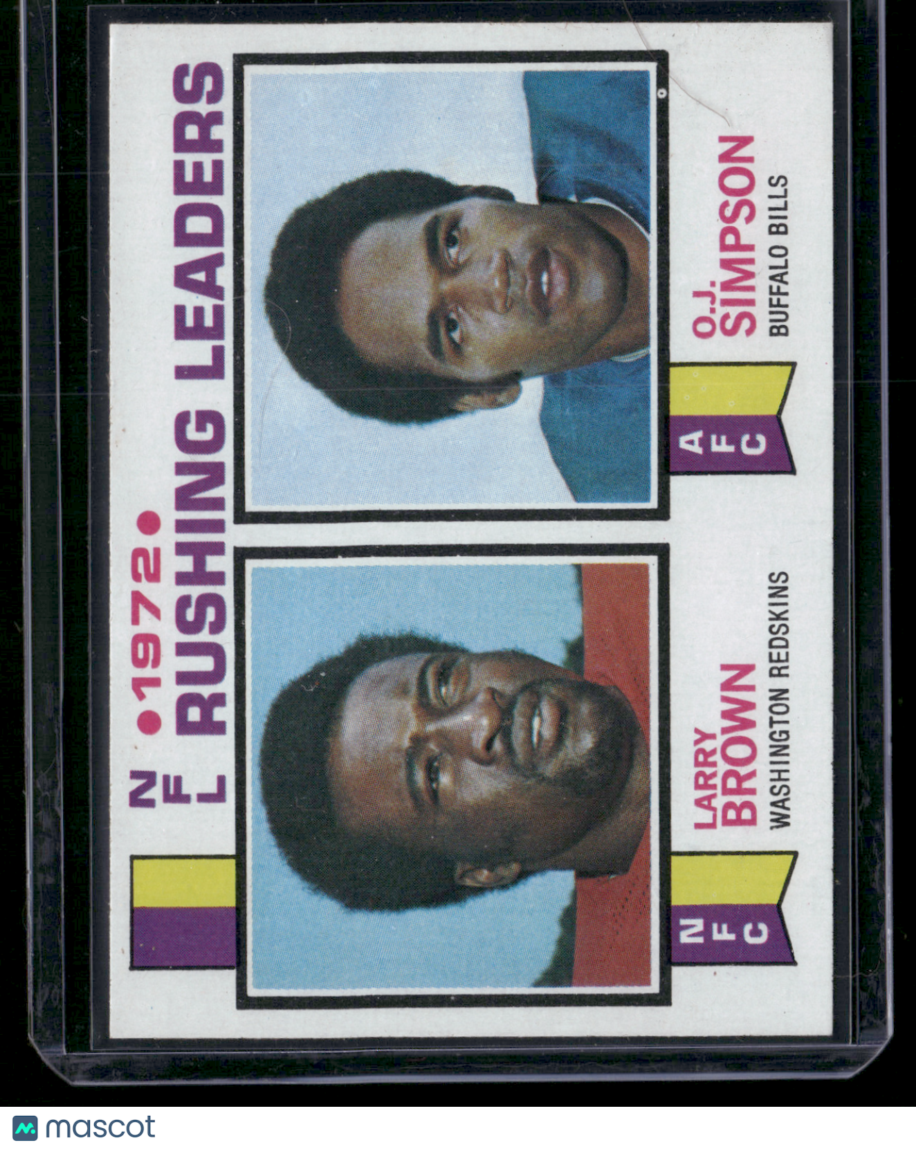 1973 Topps O.J. SIMPSON/LARRY BROWN #1 1972 NFL Rushing Leaders (EX-EX/MT)