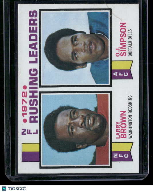 1973 Topps O.J. SIMPSON/LARRY BROWN #1 1972 NFL Rushing Leaders (EX-EX/MT)