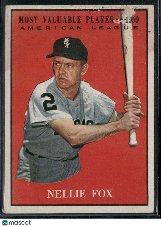 1961 Topps NELLIE FOX #477 1959 MVP Paper Loss Top Front (Fair)