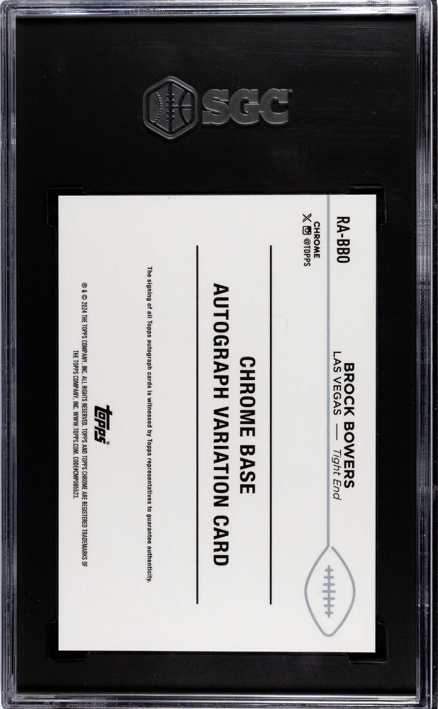 2024 Topps Chrome Brock Bowers #RA-BBO Rookie Auto Orange RefractorSGC10Auto 10