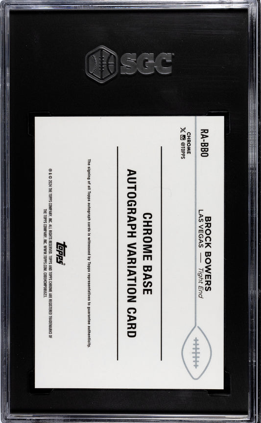 2024 Topps Chrome Brock Bowers #RA-BBO Rookie Auto Orange RefractorSGC10Auto 10