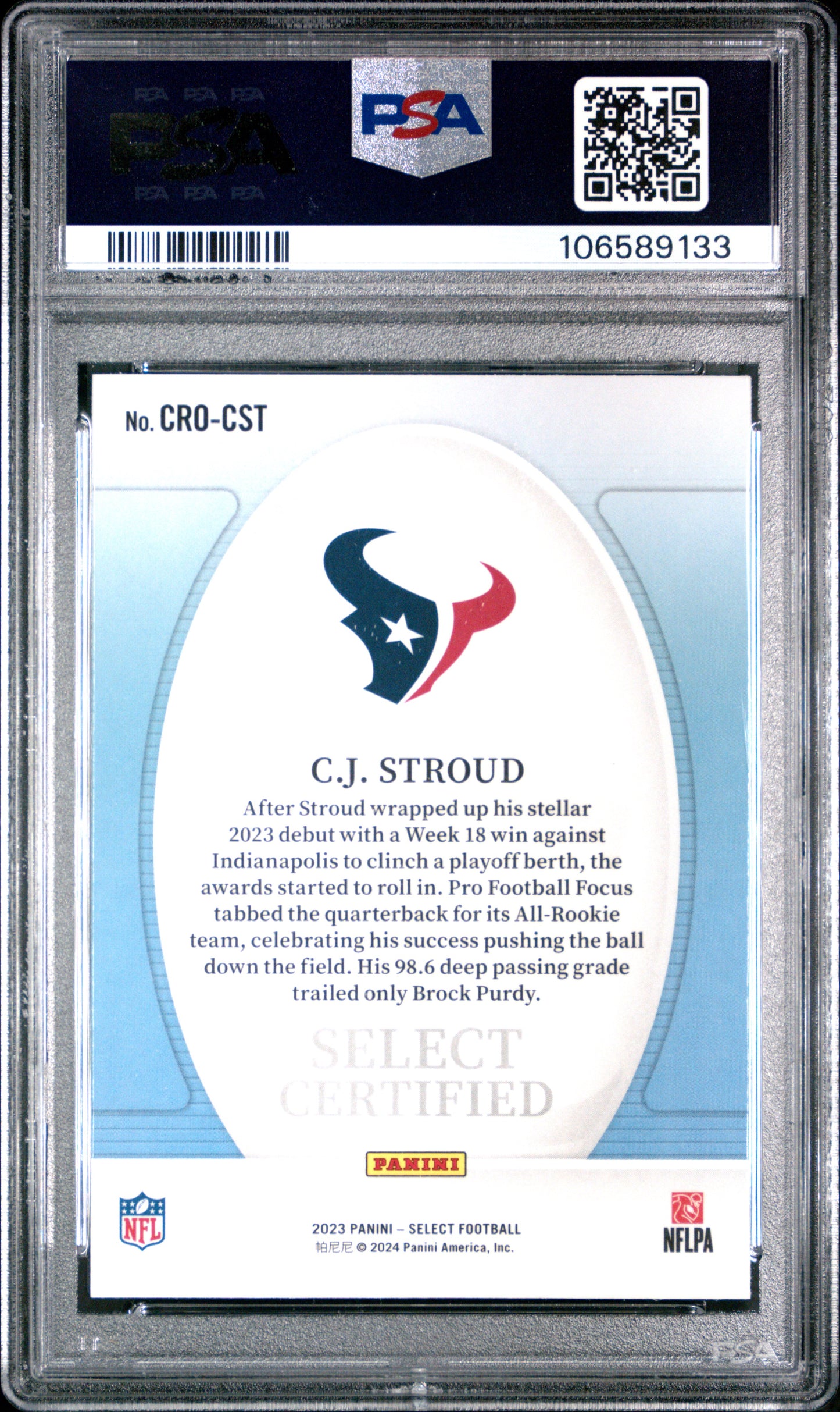 2023 Panini Select Select Certified Rookies CJ STROUD #CROCST PSA 10 Rookie RC