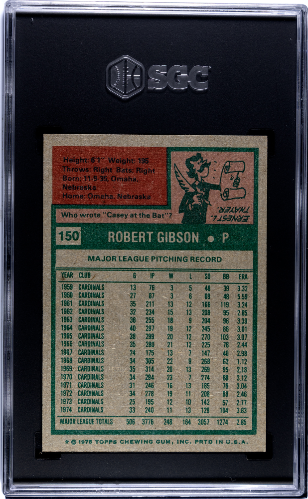 1975 Topps Bob Gibson #150 SGC 7