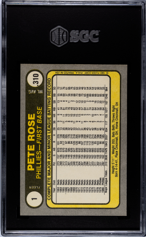 1981 Fleer Pete Rose #1 SGC 9