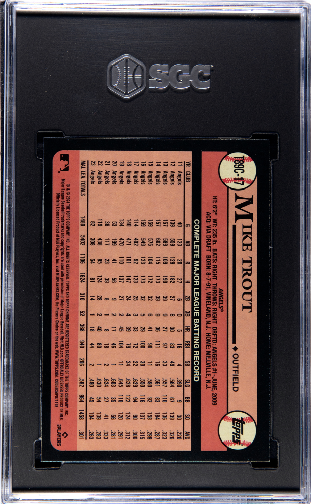 2024 Topps Mike Trout #T89C-17 Chrome '89 Design SGC 9.5