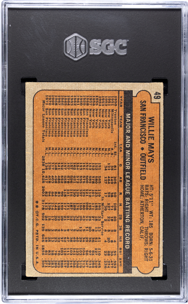 1972 Topps Willie Mays #49 SGC 3