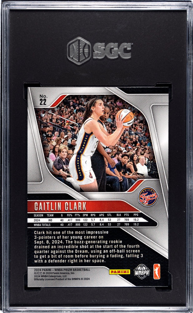2024 Panini Prizm WNBA CAITLIN CLARK #22 SGC 9.5 Rookie RC