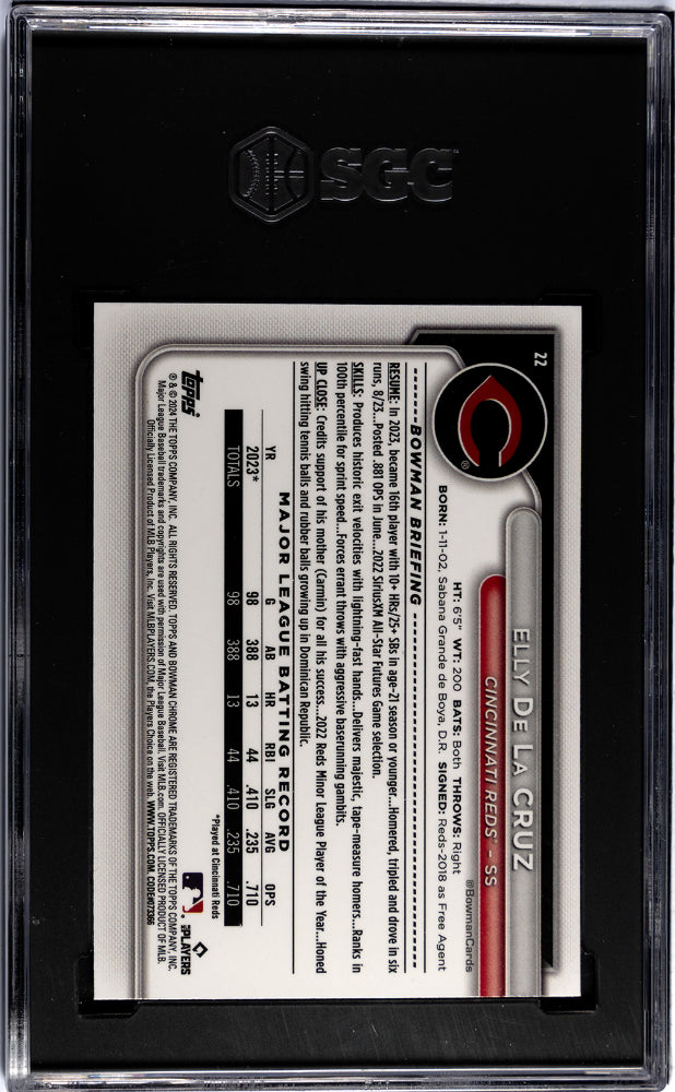 2024 Bowman Mega Box ELLY DE LA CRUZ #22 SGC 9 Rookie Card RC