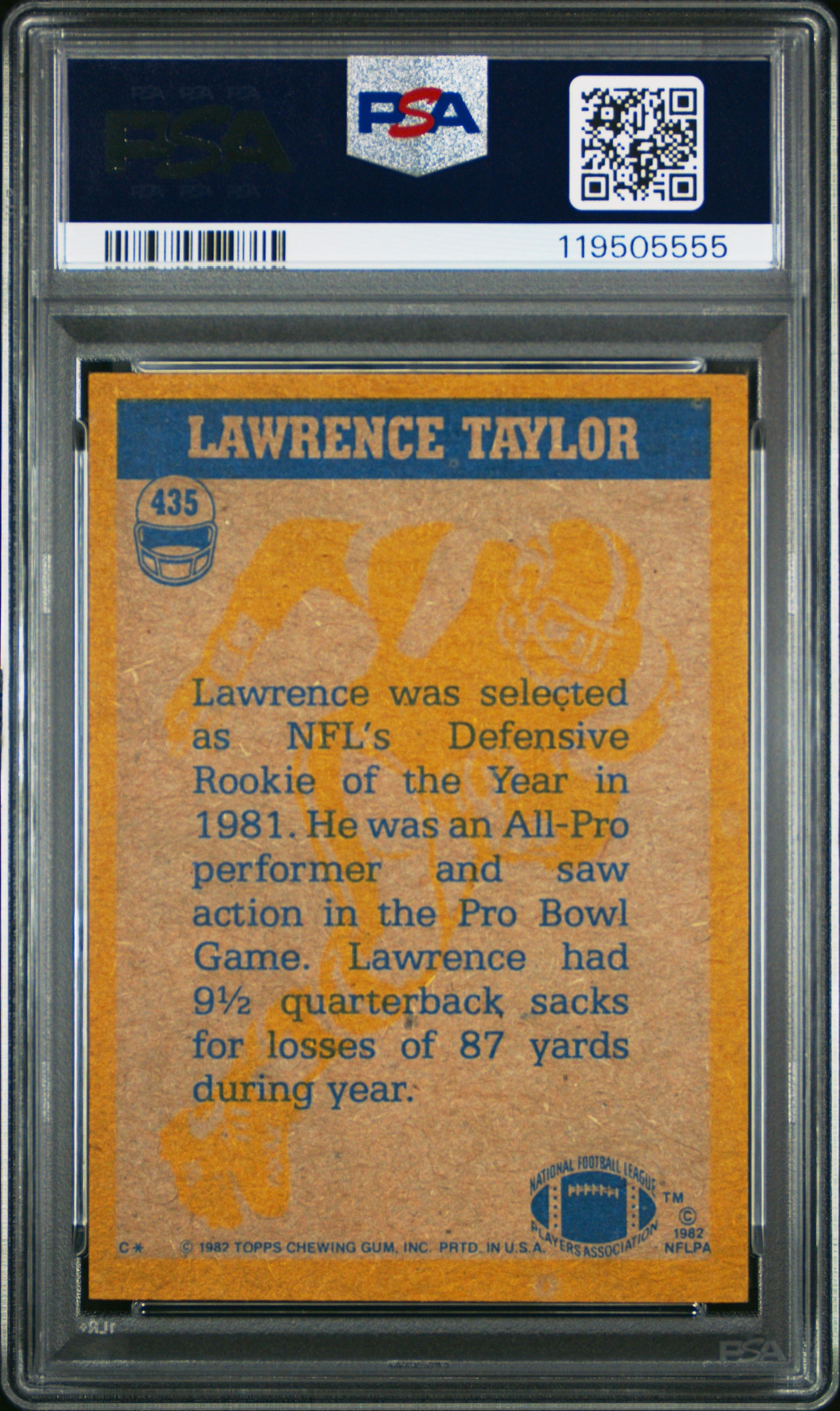 1982 Topps Lawrence Taylor #435 PSA 8 - HOF New York Giants Legend