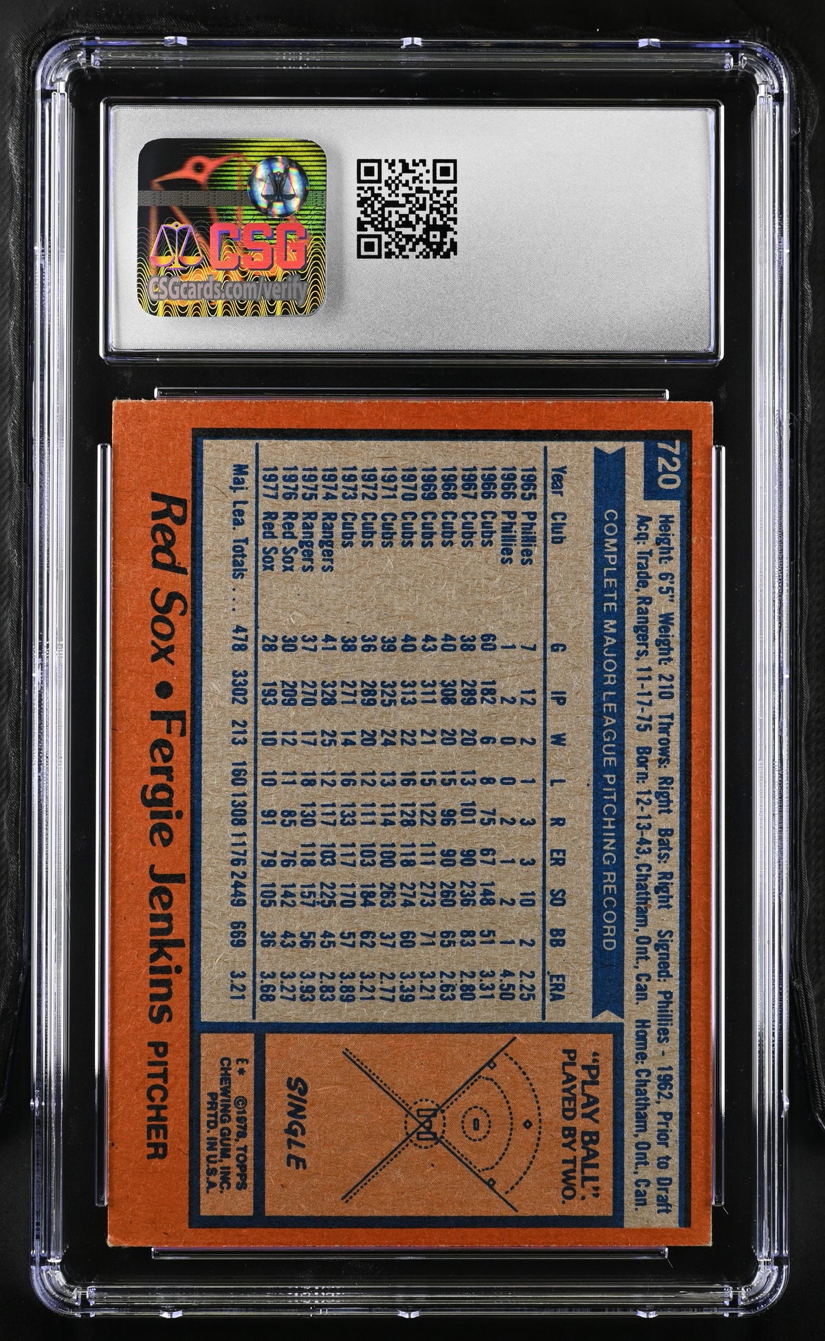 1978 Topps Fergie Jenkins #720 CGC 7.5