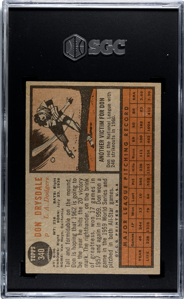 1962 Topps Don Drysdale #340 SGC 4.5