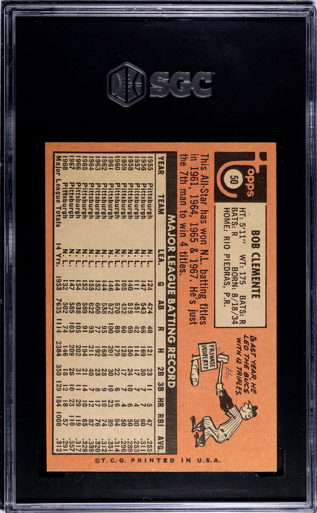 1969 Topps Bob Clemente #50 SGC 6