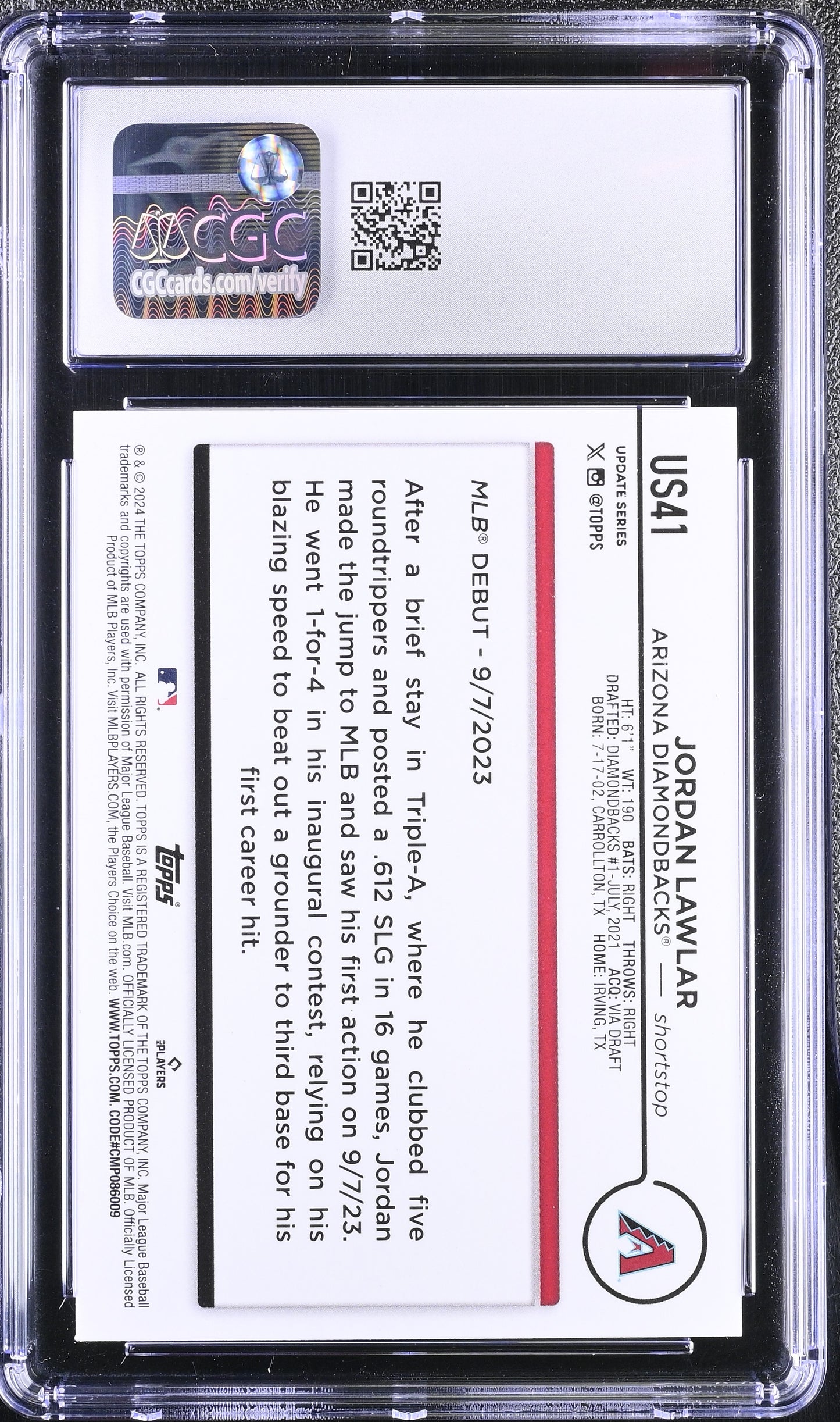 2024 Topps Update JORDAN LAWLAR #US41 CGC 10