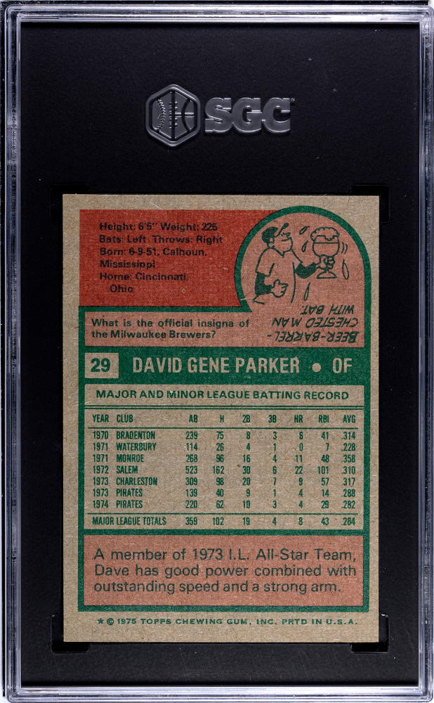 1975 Topps Dave Parker #29 SGC 6