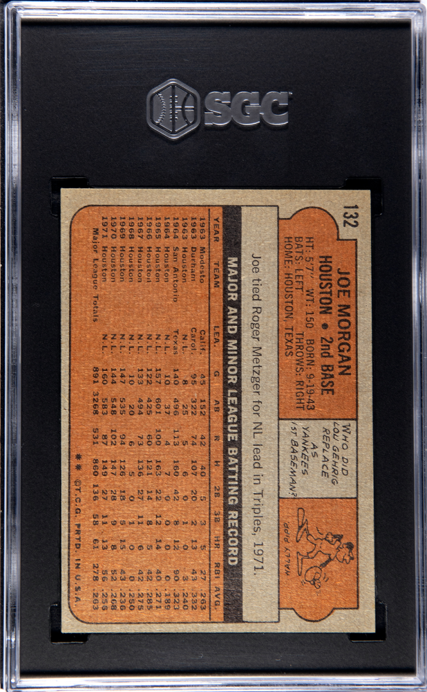 1972 Topps JOE MORGAN #132 SGC 6
