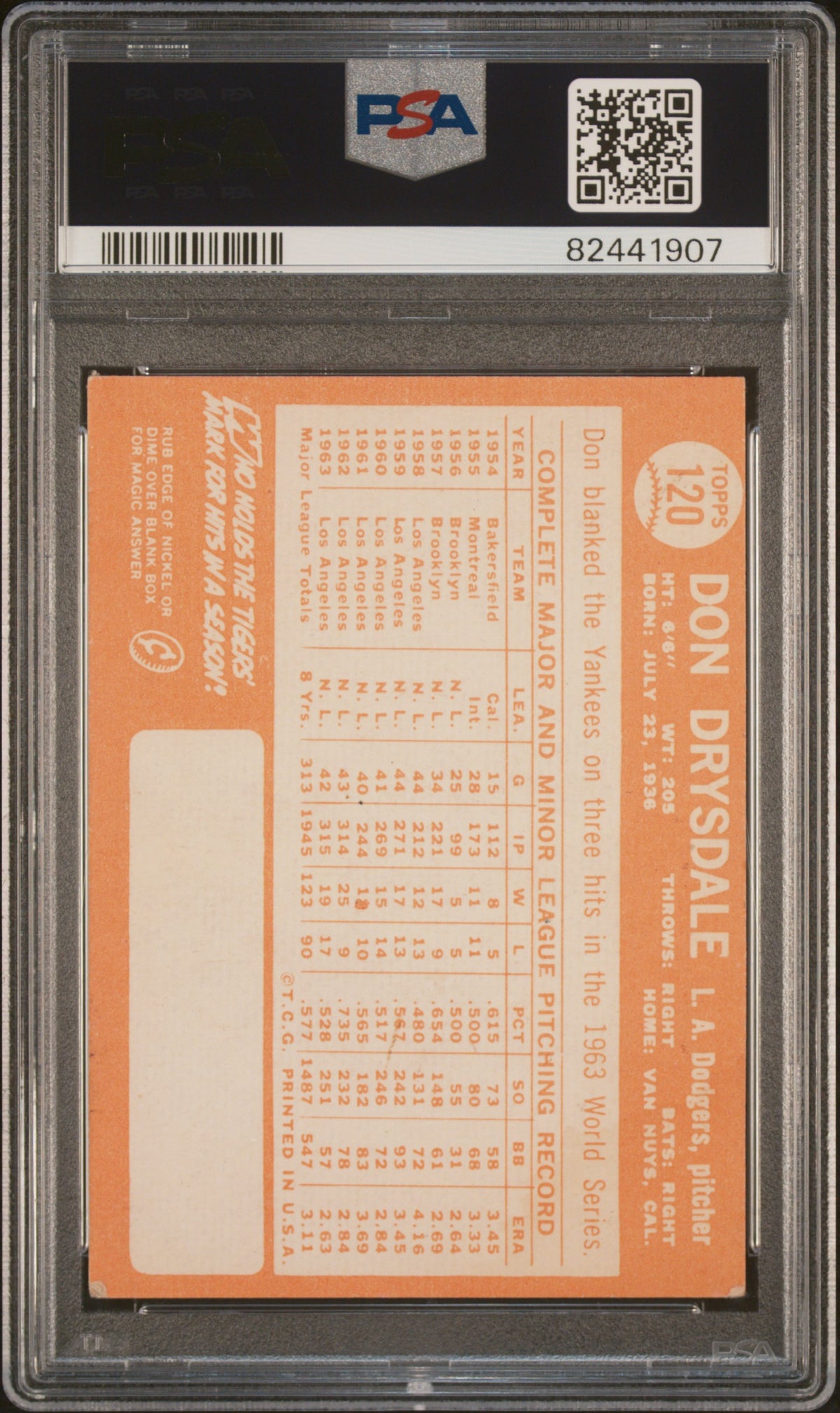 1964 Topps Don Drysdale #120 PSA 4