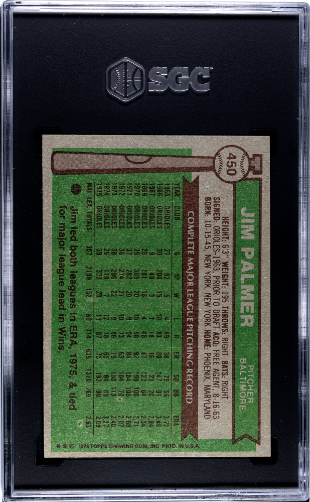 1976 Topps Jim Palmer #450 SGC 7