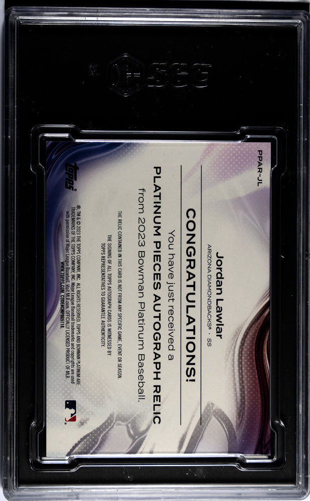 2023 Bowman JORDAN LAWLAR #PPAR-JL Orange Auto Relic 21/25 SGC 9.5 Auto 10