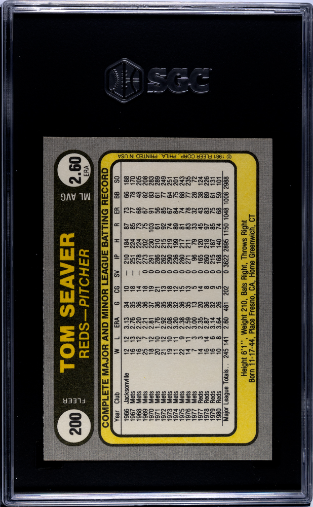 1981 Fleer Tom Seaver #200 SGC 8