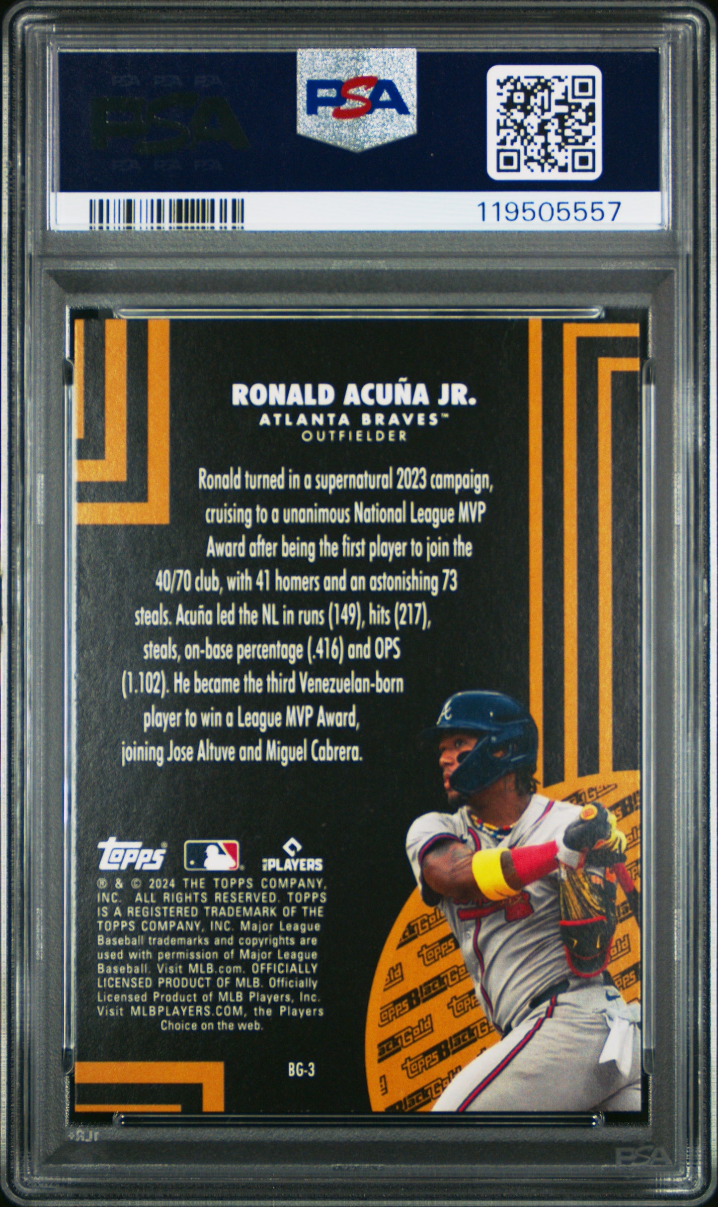 2024 Topps Update Topps Black Gold RONALD ACUNA JR. #BG3 PSA 10 (POP 5!)