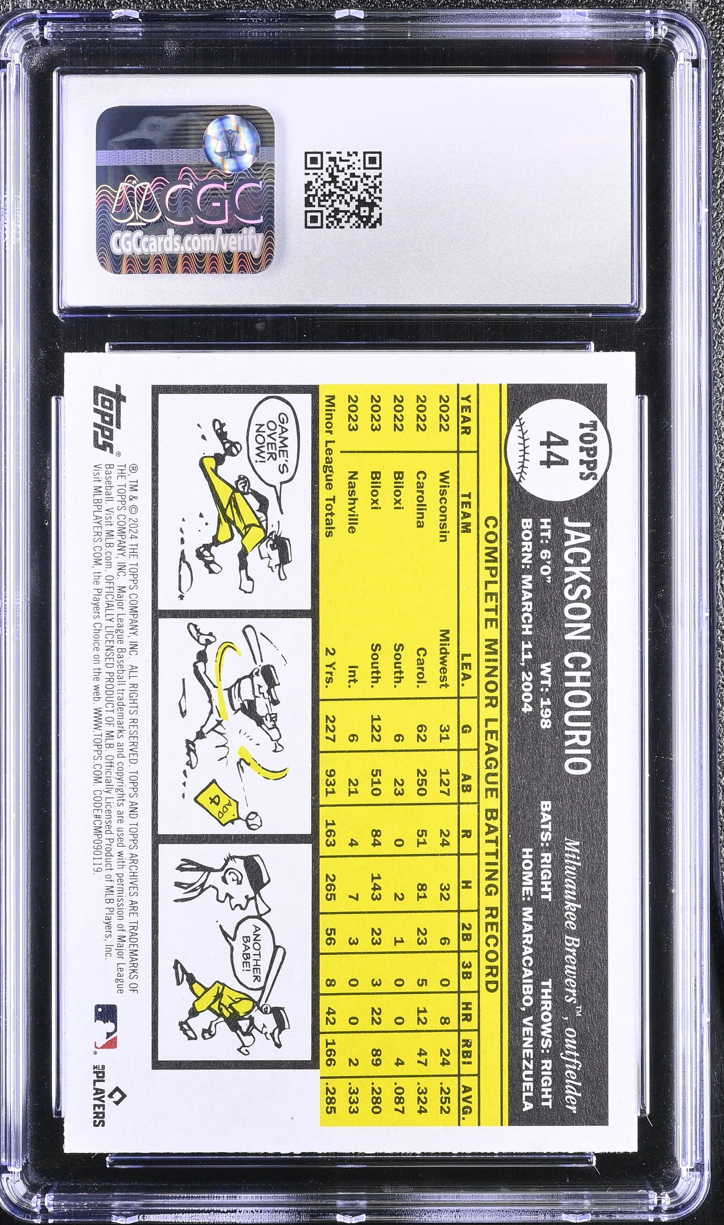2024 Topps Archives JACKSON CHOURIO #44 CGC 10 Rookie RC