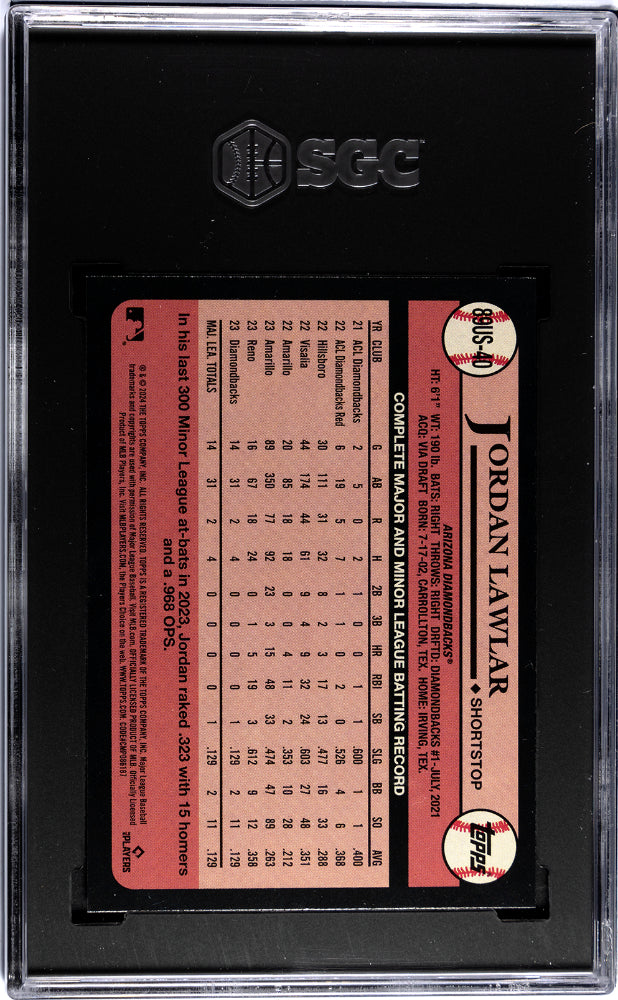 2024 Topps Update JORDAN LAWLAR #89US-40 '89 Design SGC 10 Rookie Card RC