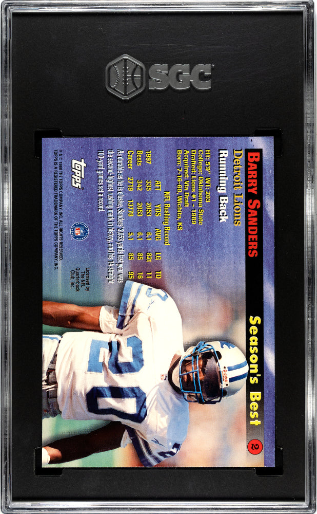 1998 Topps BARRY SANDERS #2 Season's Best SGC 8.5