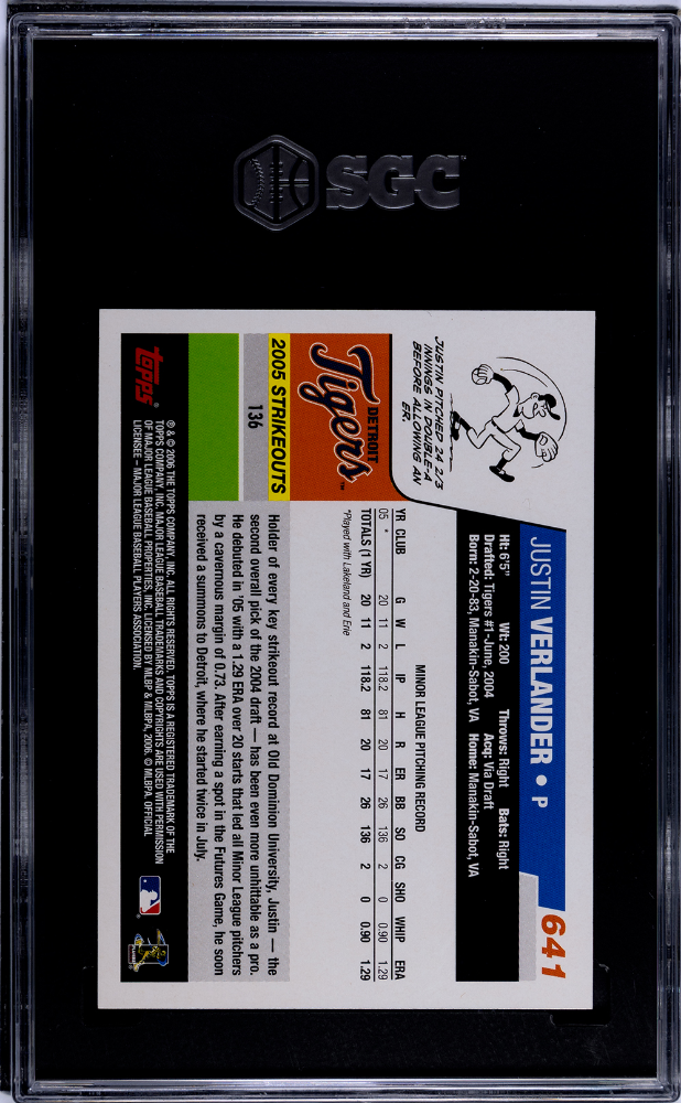 2006 Topps Justin Verlander #641 SGC 9