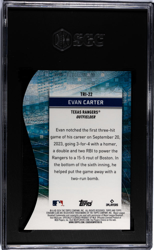 2024 Topps Stadium Club EVAN CARTER #TRI-22 Triumvirates SGC 10 Rookie Card RC