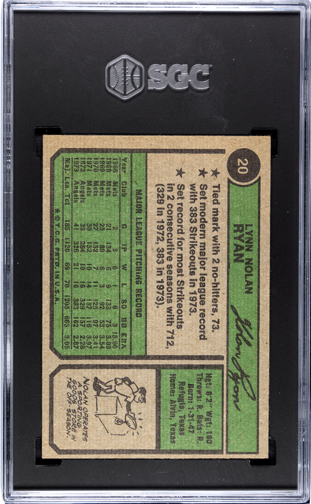 1974 Topps Nolan Ryan #20 SGC 4.5