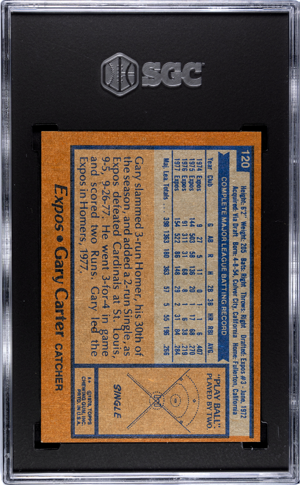 1978 Topps Gary Carter #120 SGC 6