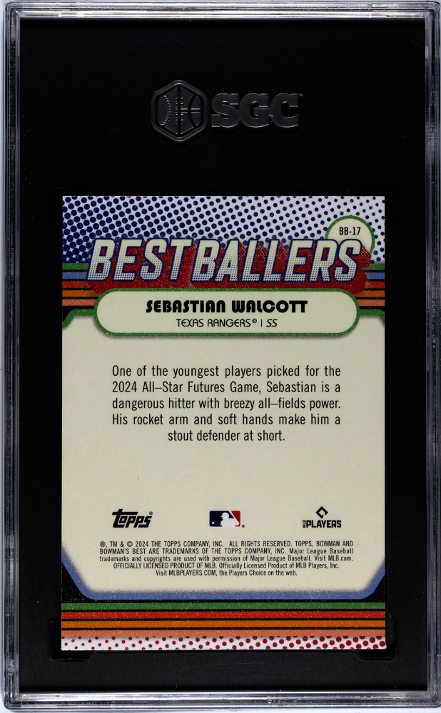 2024 Bowman's Best Sebastian Walcott #BB-17 Ballers Mini Diamond Refractor SGC 9