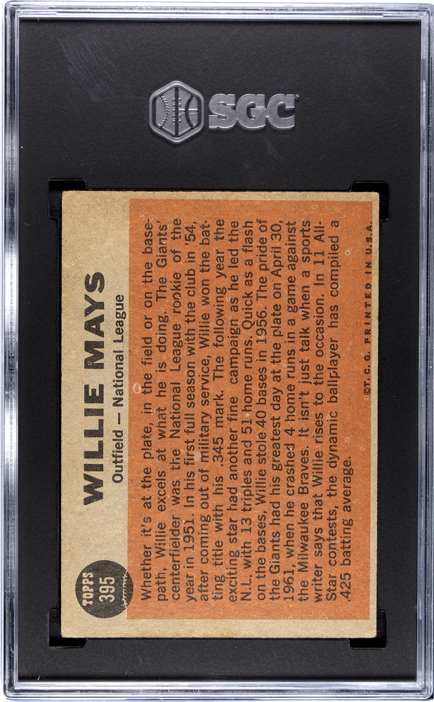 1962 Topps Willie Mays #395 All Star SGC 3