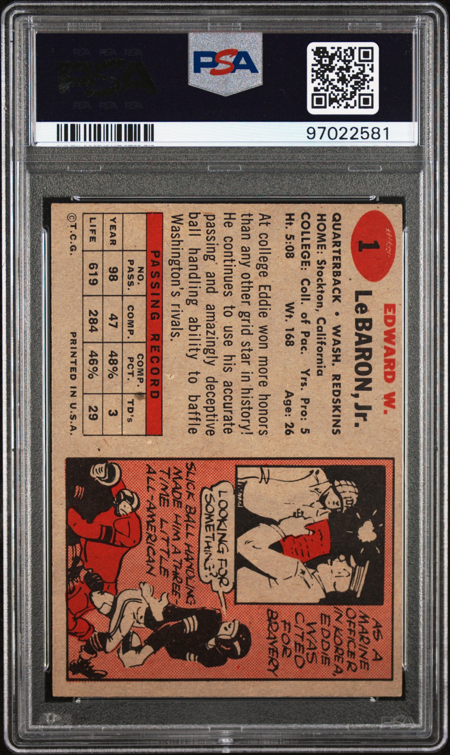 1957 Topps EDDIE LEBARON #1 PSA 6