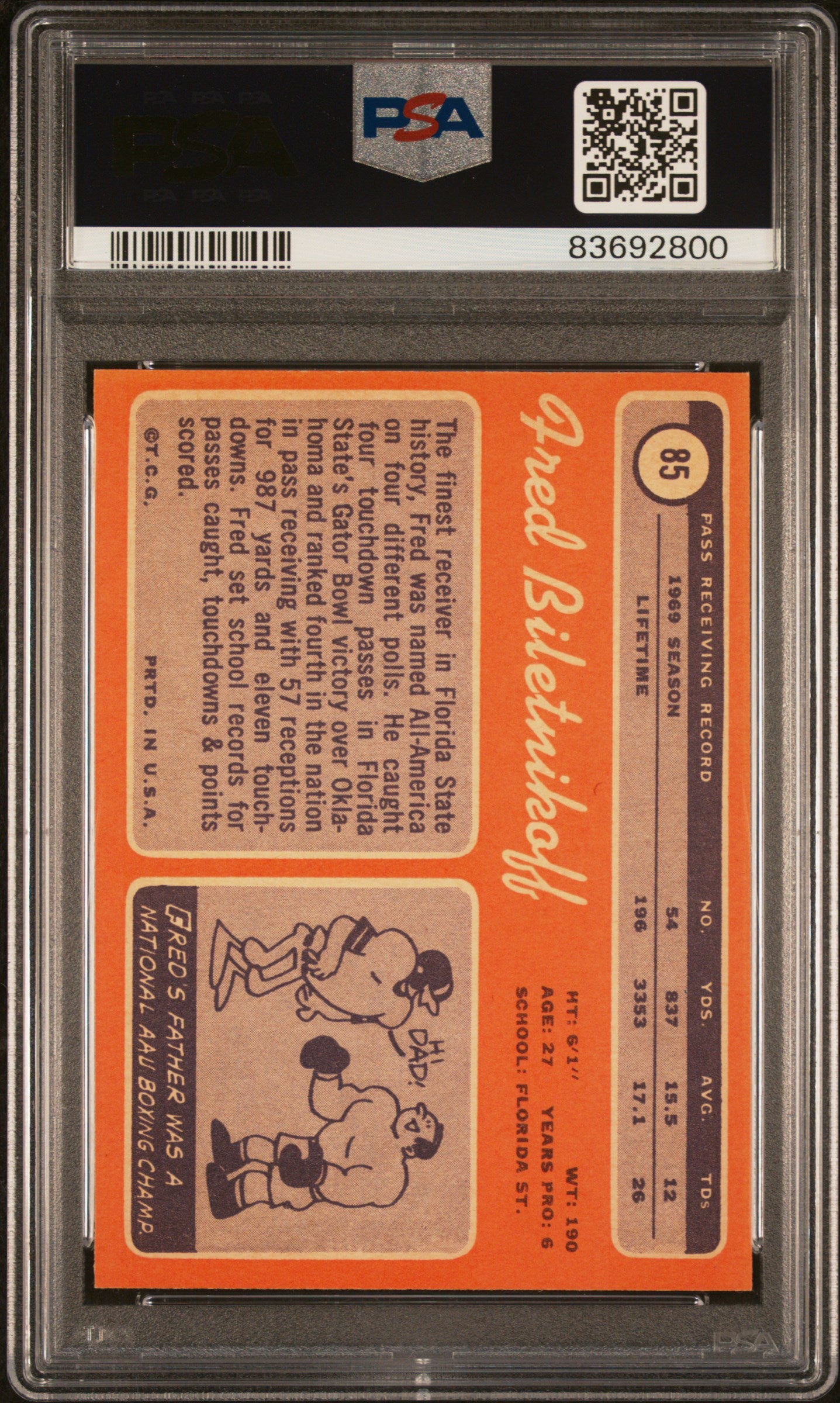 1970 Topps FRED BILETNIKOFF #85 PSA 5