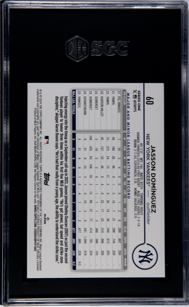 2024 Topps Jasson Dominguez #60 SGC 9.5