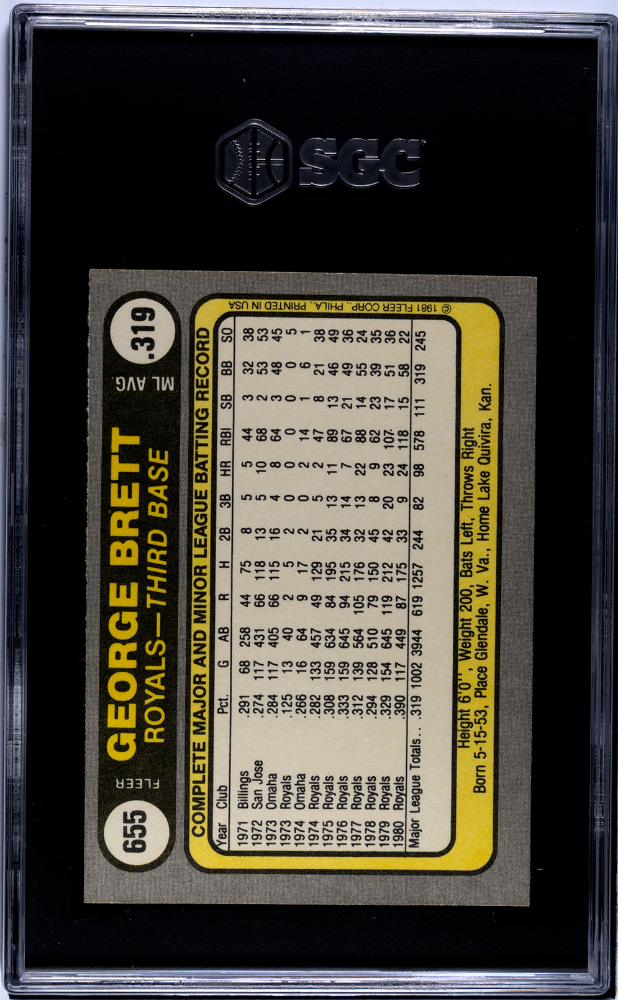 1981 Fleer George Brett #655 SGC 6