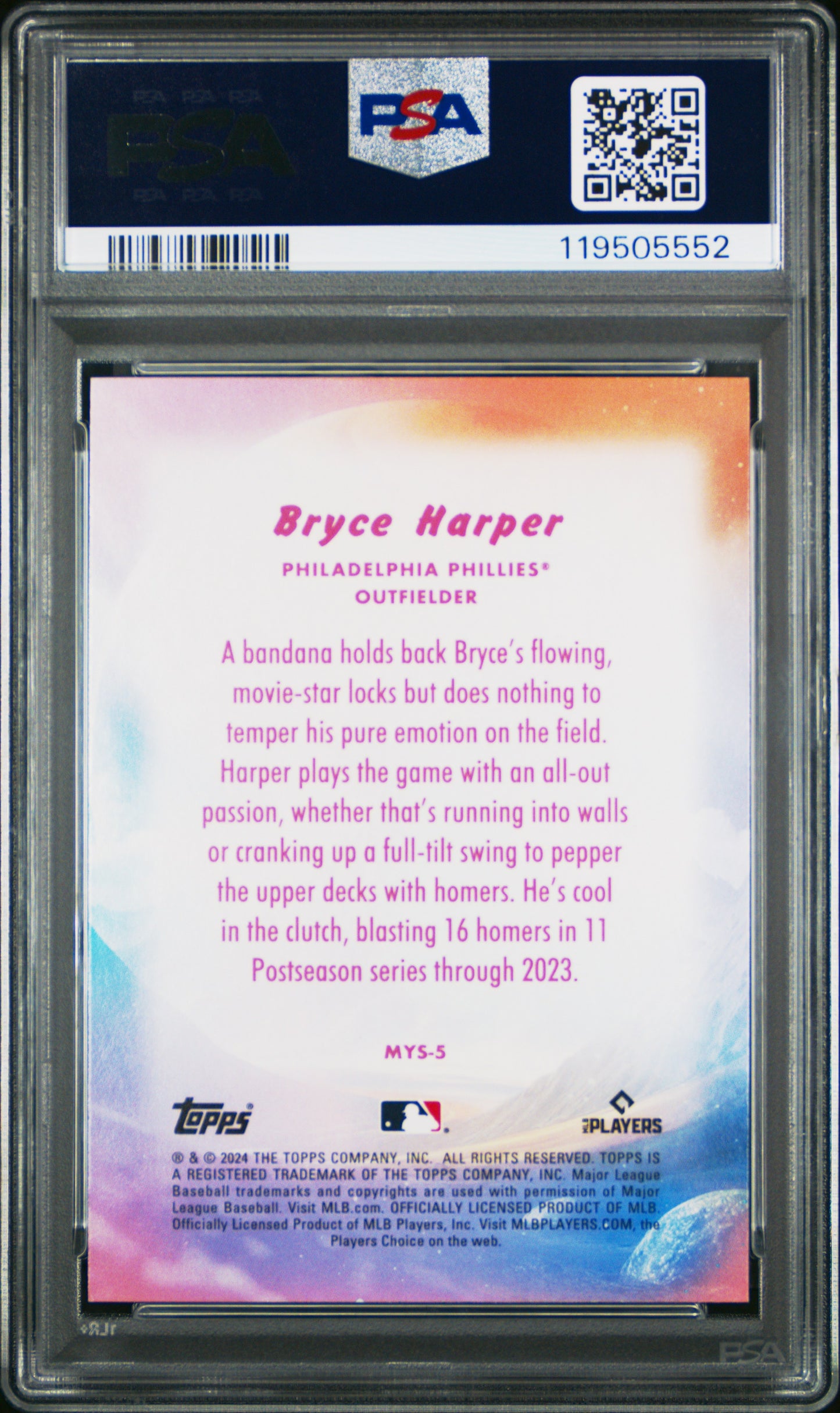 2024 Topps Update Mystical BRYCE HARPER #MYS-5 PSA 10 (POP 16)