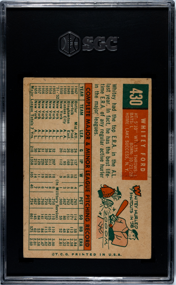 1959 Topps Whitey Ford #430 SGC 4