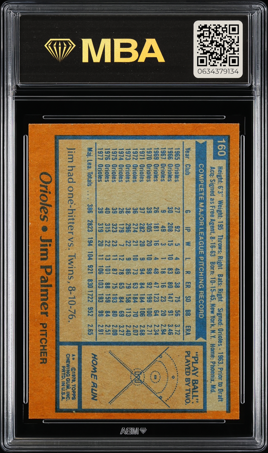 1978 Topps Jim Palmer #160 MBA 5
