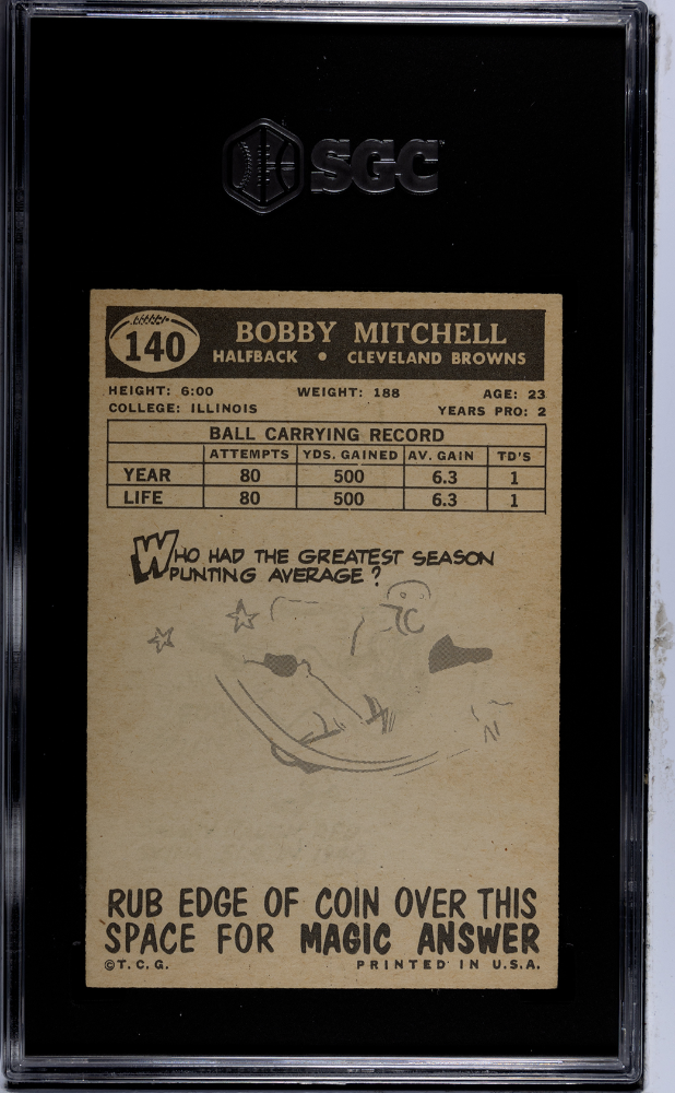 1959 Topps BOBBY MITCHELL #140 SGC 5.5 Rookie RC