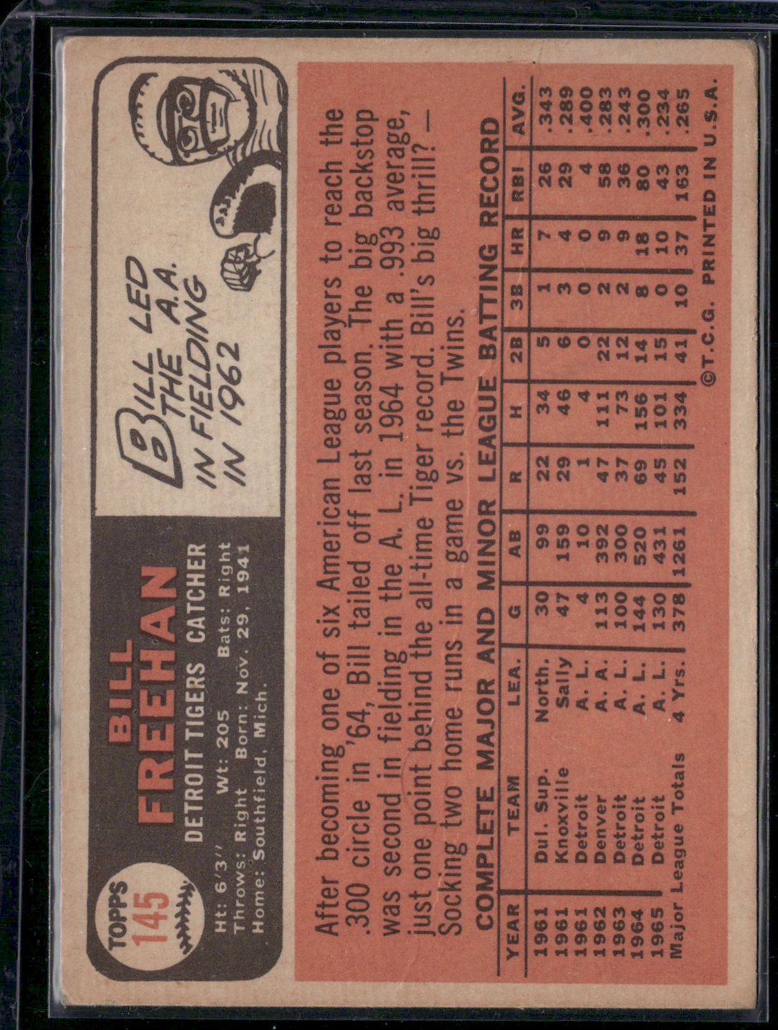 1966 Topps BILL FREEHAN #145 (VG)