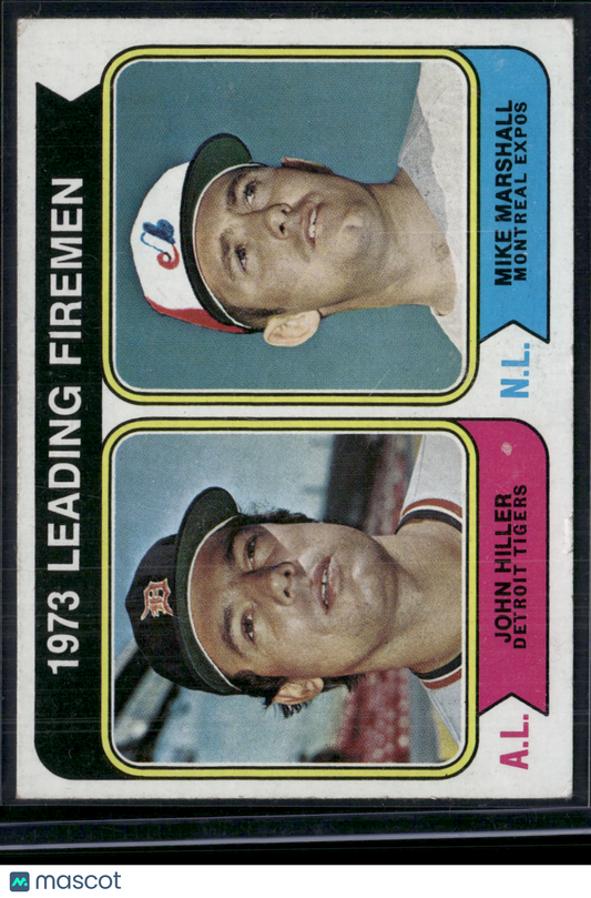 1974 Topps MIKE MARSHALL/JOHN HILLER #208 1973 Leading Firemen (VG/EX-EX)